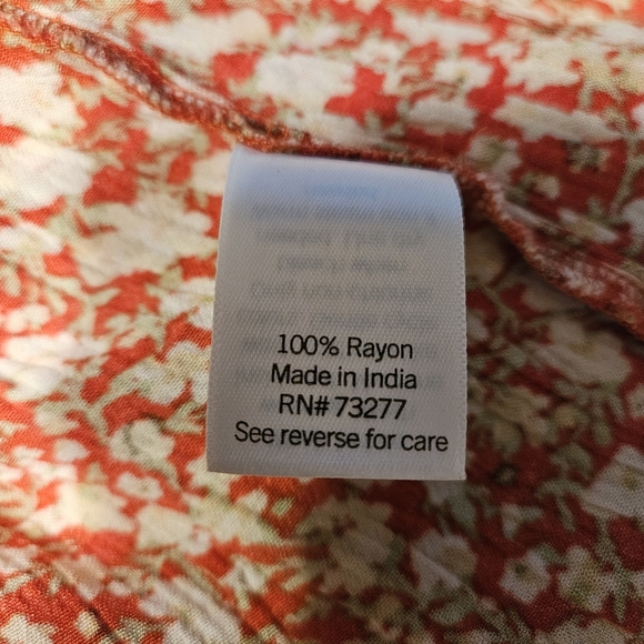 Sonoma Red Floral Print Crinkled Tiered Maxi Dress Size Large Boho Praire READ - Picture 11 of 14